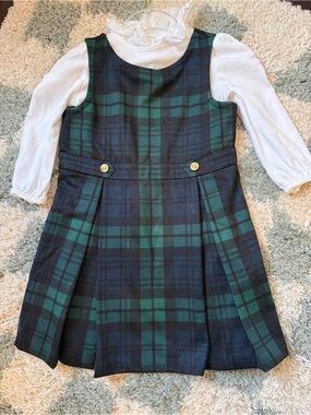 Ralph Lauren cotton bodysuit and plaid ponte dress set